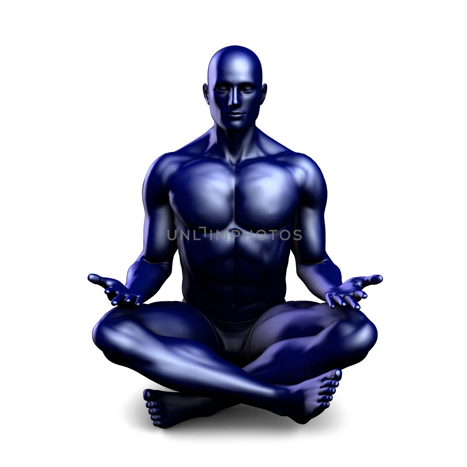 Man Sitting in the Lotus Position in Yoga as Art