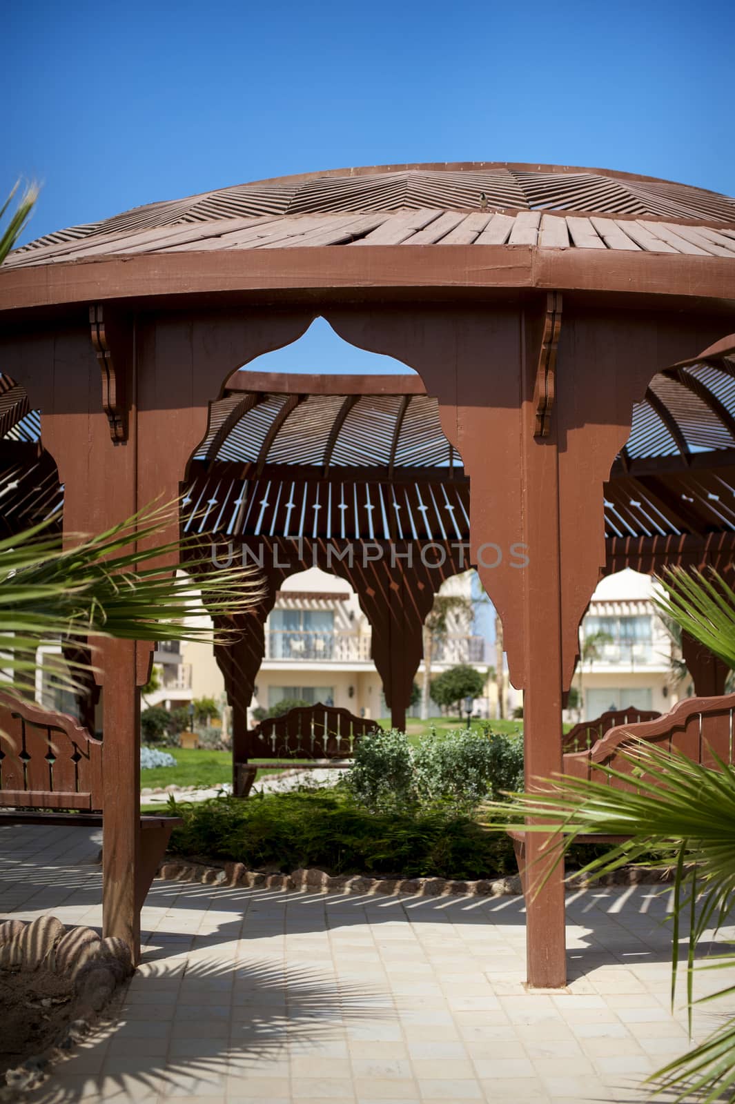 Romantic lounge gazebo at tropical resort