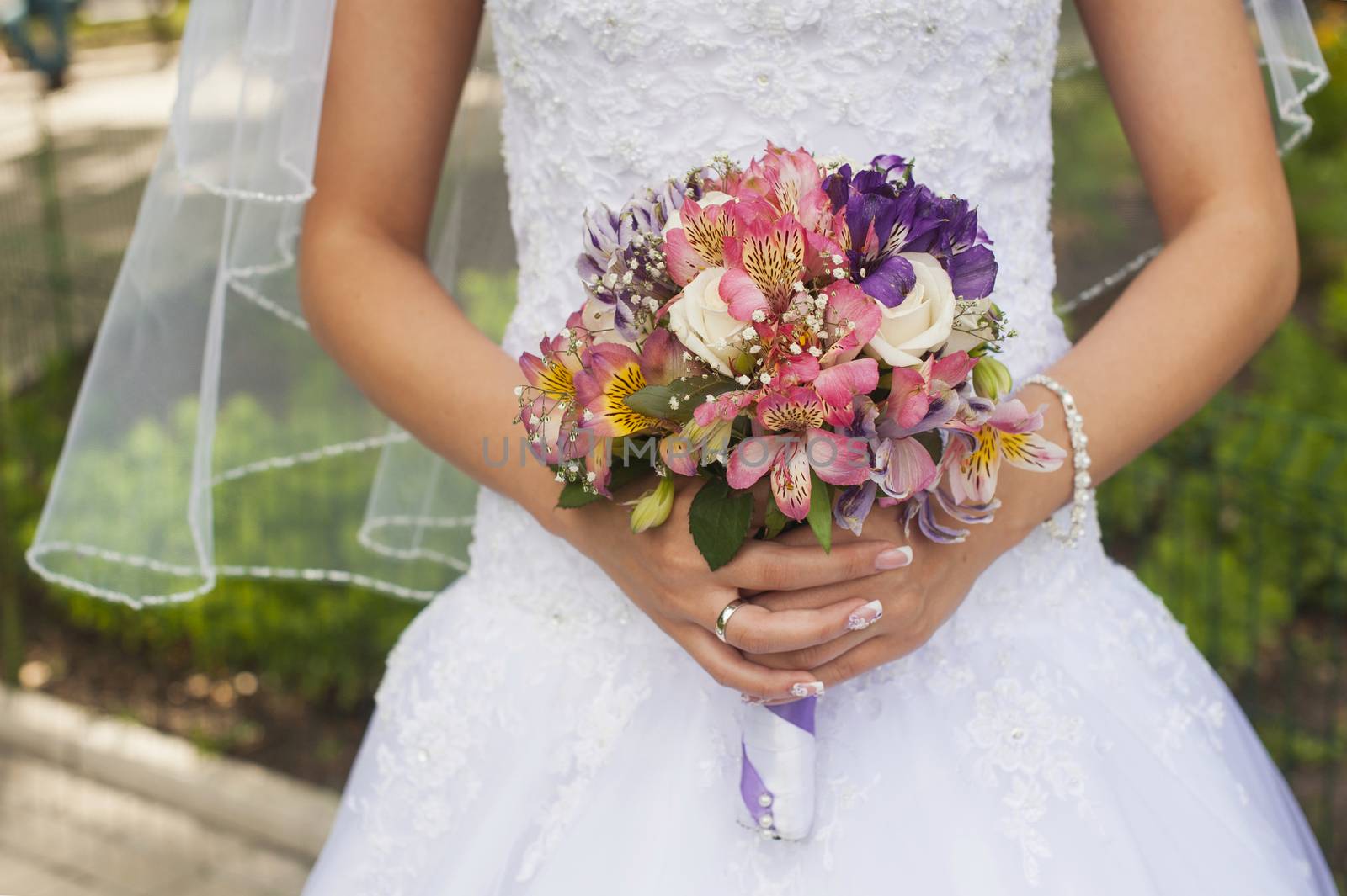 Beautiful bright wedding bouquet