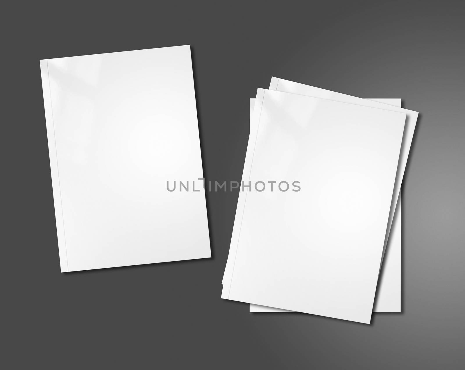 white booklet covers isolated on dark background - mockup template