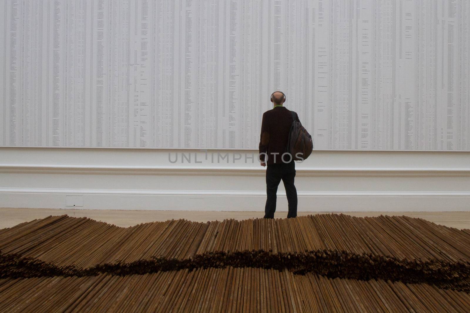 UK, London: Wood sculpture by Chinese artist Ai Weiwei, in his new exhibition at the Royal Academy in London, on September 15, 2015. 	The show opens to the public on September 19 and has been hailed by critics as his best ever exhbition. Works include a six-part diorama called 'Sacred' depicting his arrest, painted vases, and a security camera made from marble.