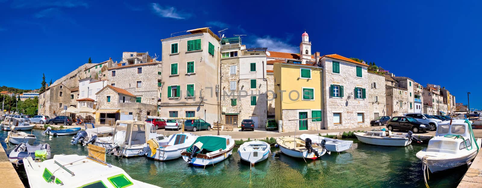 Sibenik historic waterfront panoramic view, Dalmatia, Croatia