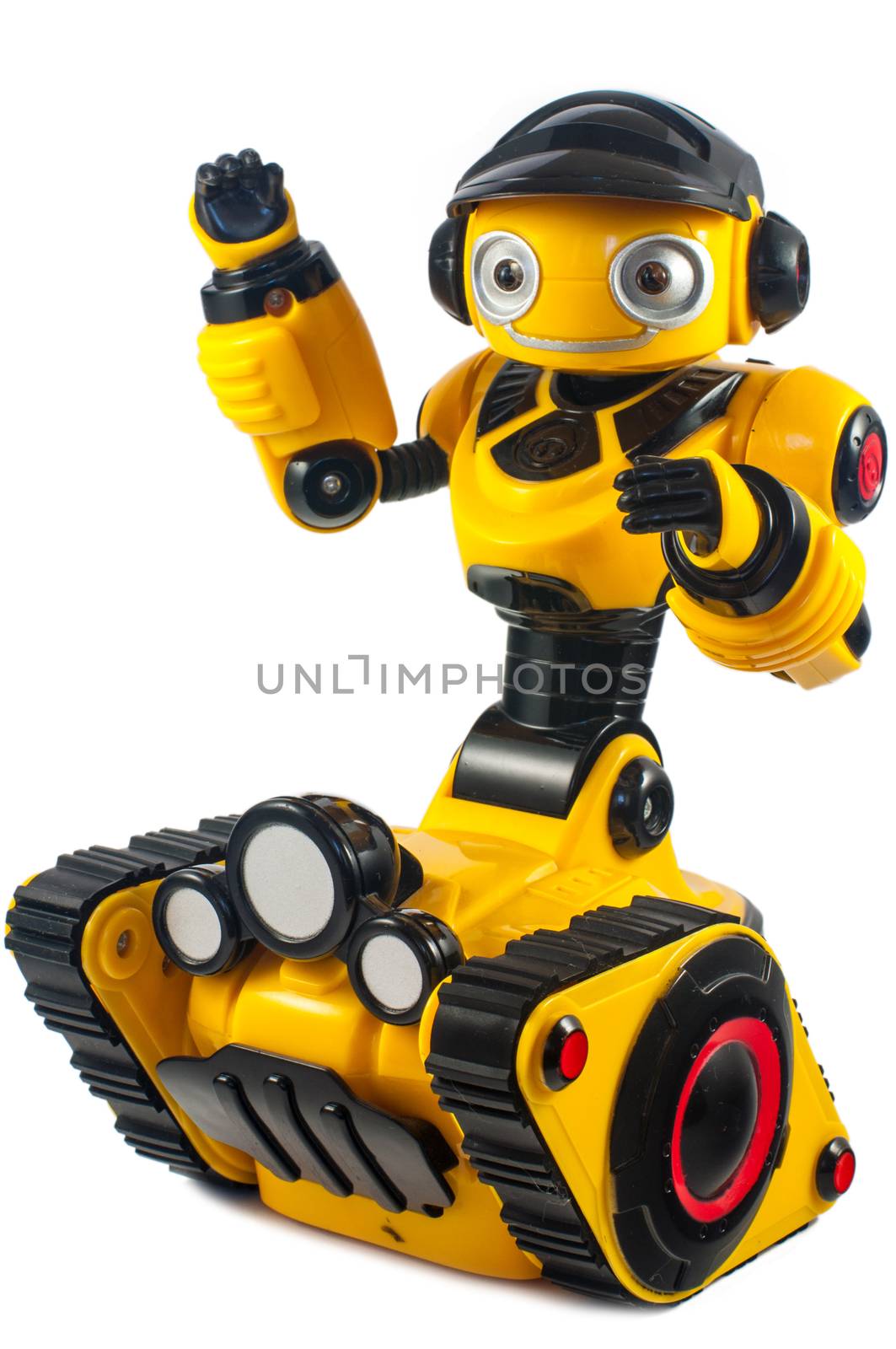 Children's toys - yellow robot on caterpillar wheels by zloyel