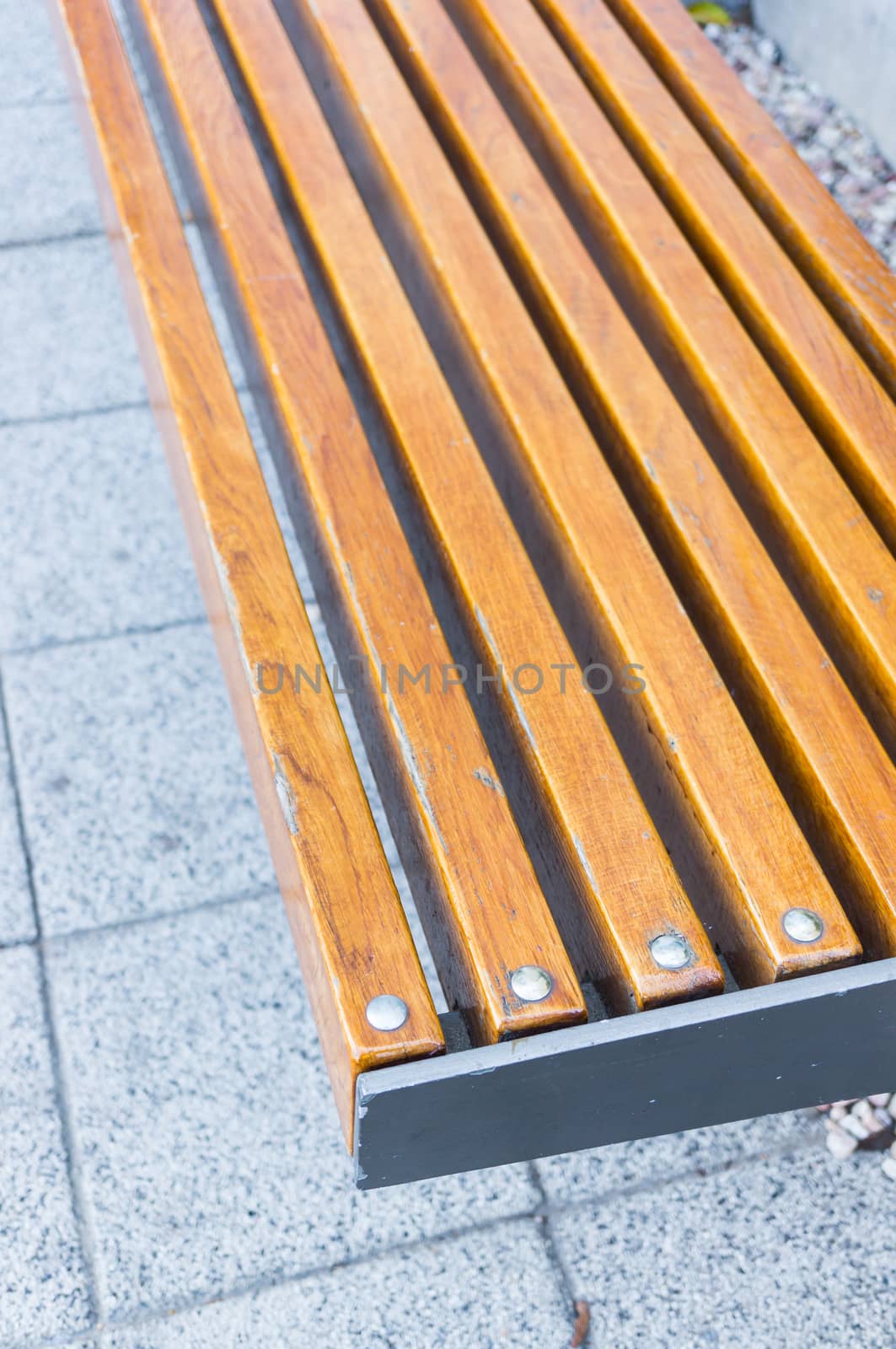 Close up of a wooden bench