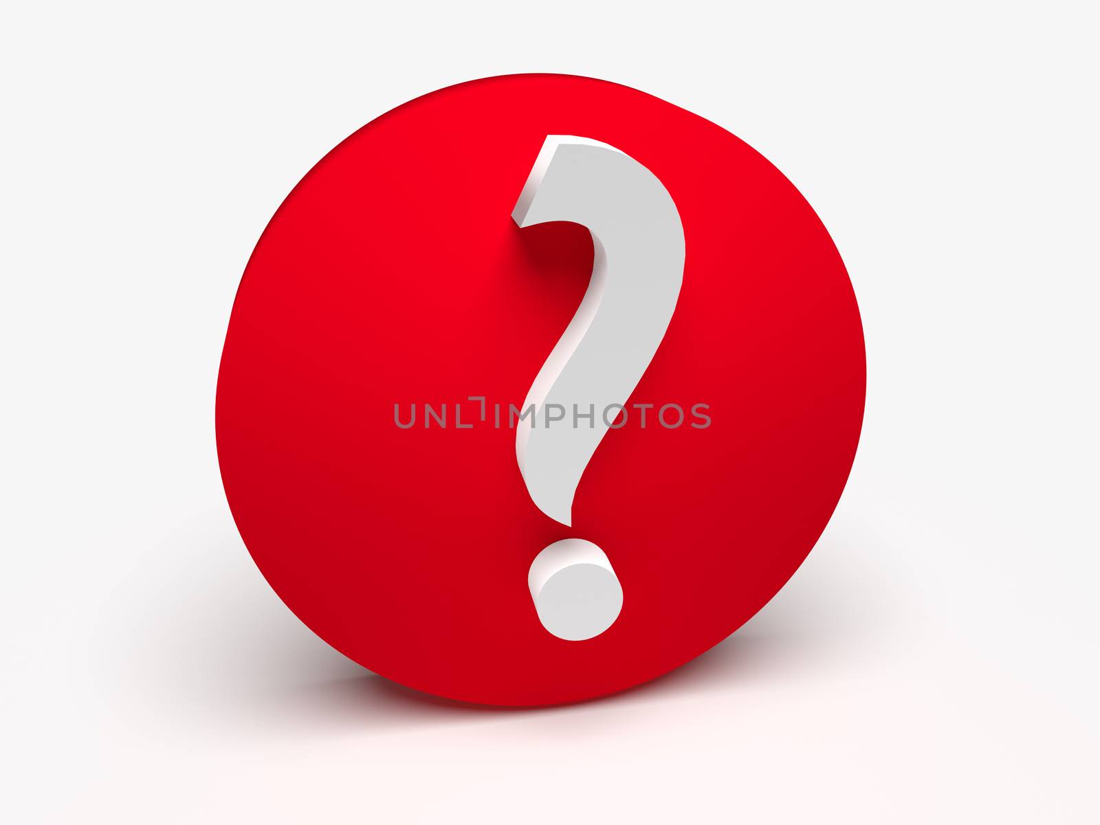 Support icon. 3d white question mark on red circle