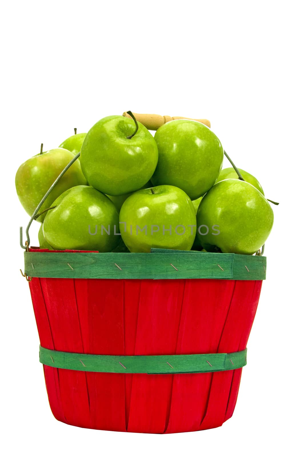 Small Basket Of Green Apples Isolated by stockbuster1