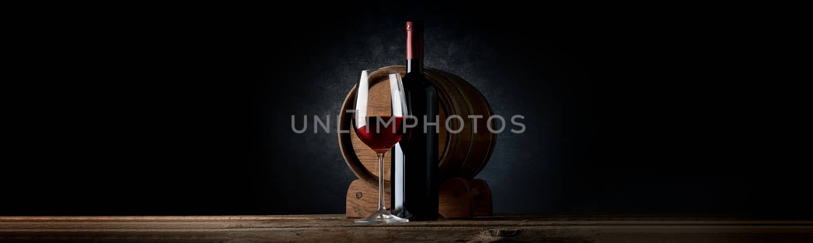 Composition with wine on a black background