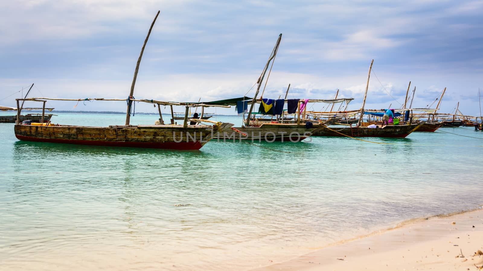 a nice view of fishermen boat in zanzibar,tanzania africa.