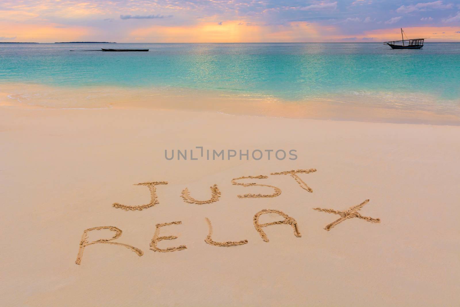 Just Relax sign in Nungwi north of Zanzibar island.Tanzania.