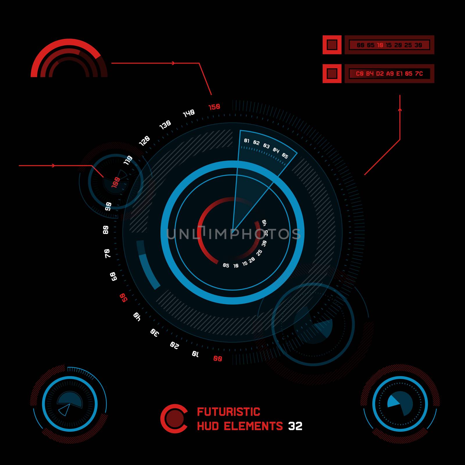 Abstract future, concept vector futuristic blue virtual graphic touch user interface HUD, raster version