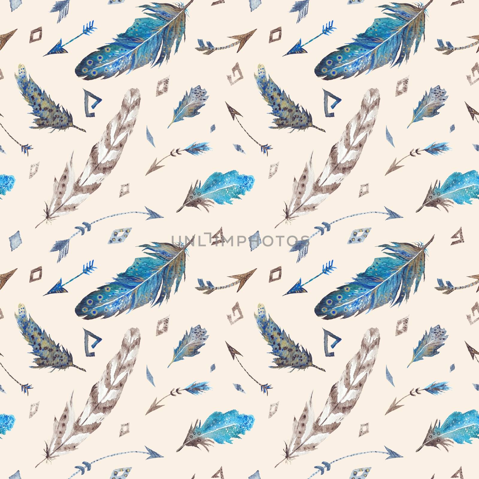Watercolor Tribal Feather Pattern by kisika