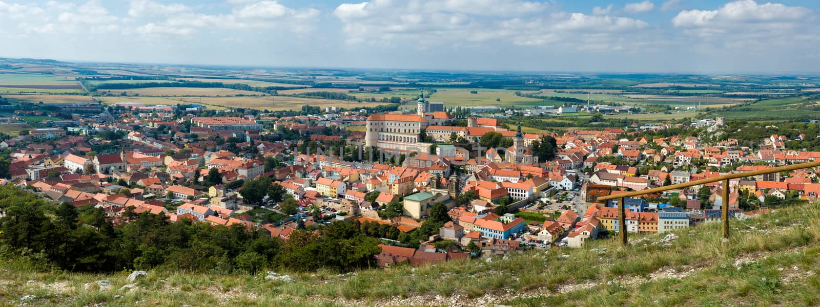 panorama of Mikulov town, view from Svaty Kopecek - Mikulov, South Moravia, Czech Republic