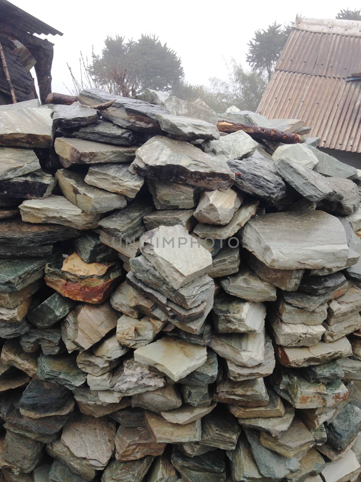 closed up the stone wall in Nepal's village