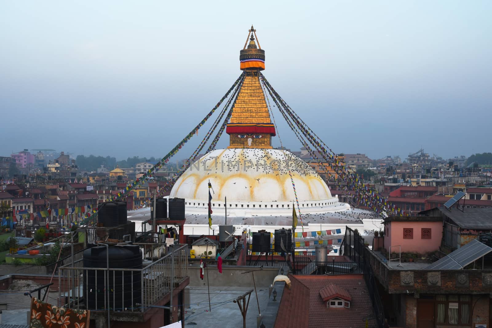 view of Boudhanath, the famous temple in Kathmandu, Nepal