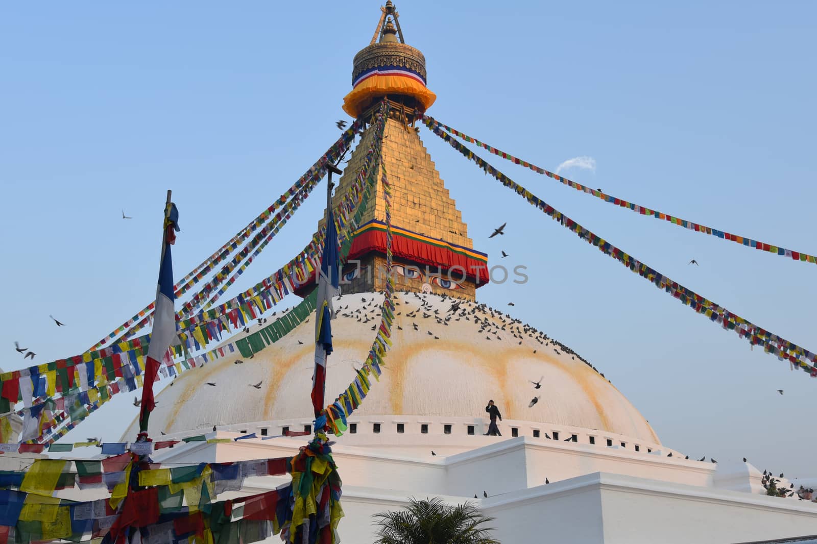 view of Boudhanath, the famous temple in Kathmandu, Nepal