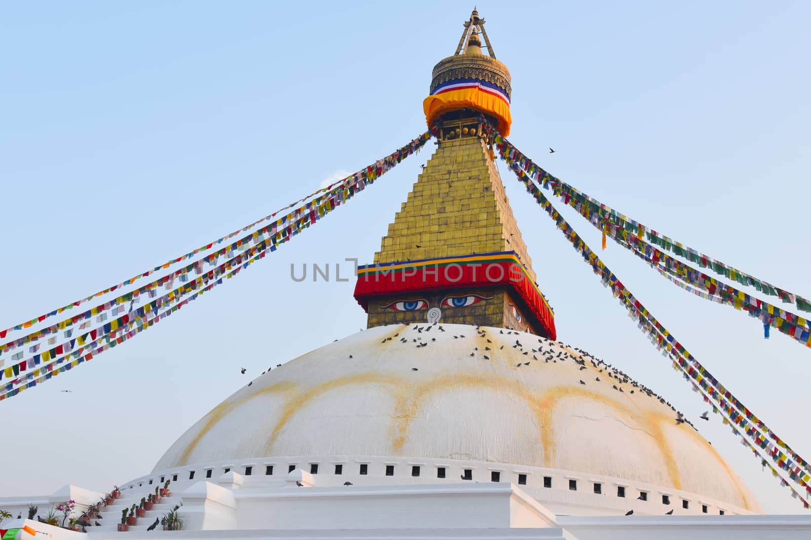 view of Boudhanath, the famous temple in Kathmandu, Nepal