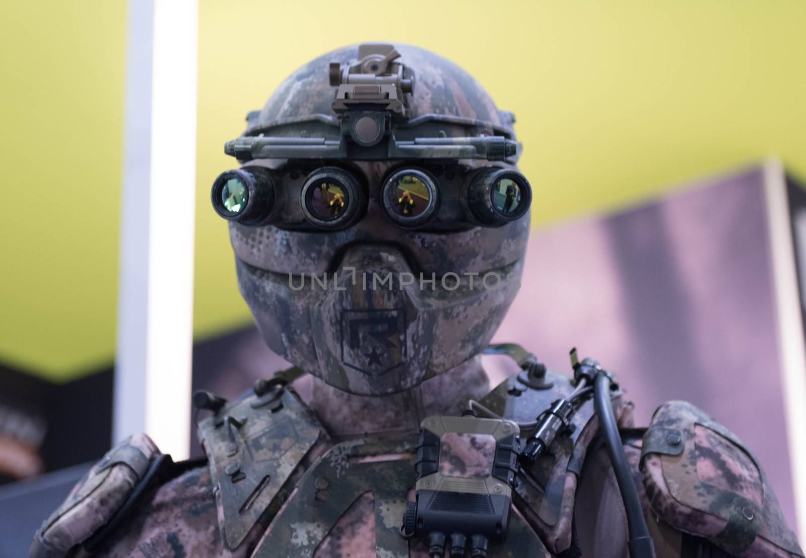 UNITED KINGDOM, London: Future soldier	The Defence and Security International Exhibition (DSEI) began in London on September 15, 2015 despite a week of direct action protests by peace campaigners.  	The arms fair has seen over 30,000 people descend on London to see the 1,500 exhibitors who are displaying weapons of war from pistols and rifles up to tanks, assault helicopters and warships.  	Protesters attempted to block the main road into the exhibition, claiming that such an event strengthened the UK's ties to human rights abuses. 