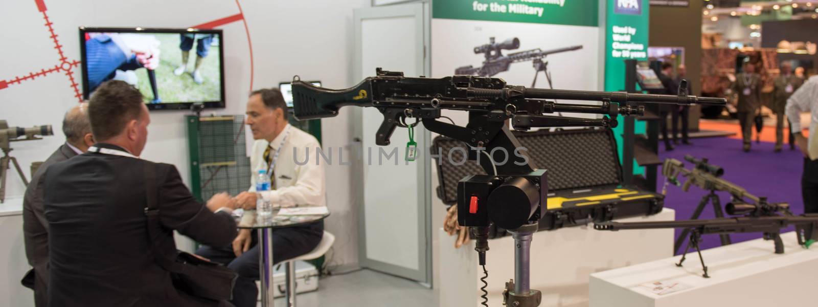 UNITED KINGDOM, London: Large Gun	The Defence and Security International Exhibition (DSEI) began in London on September 15, 2015 despite a week of direct action protests by peace campaigners.  	The arms fair has seen over 30,000 people descend on London to see the 1,500 exhibitors who are displaying weapons of war from pistols and rifles up to tanks, assault helicopters and warships.  	Protesters attempted to block the main road into the exhibition, claiming that such an event strengthened the UK's ties to human rights abuses. 