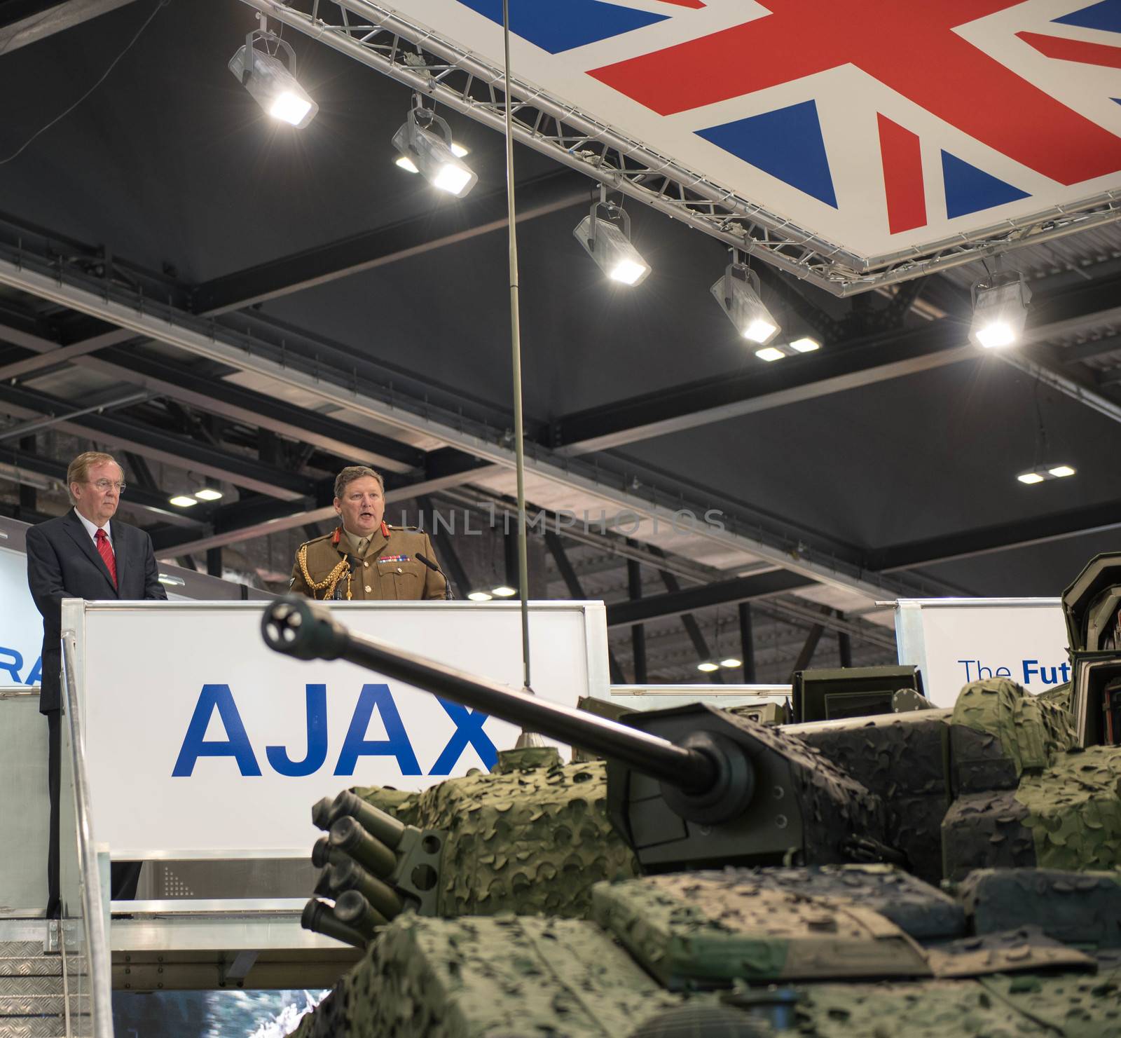 UNITED KINGDOM, London: Tank/APC	The Defence and Security International Exhibition (DSEI) began in London on September 15, 2015 despite a week of direct action protests by peace campaigners.  	The arms fair has seen over 30,000 people descend on London to see the 1,500 exhibitors who are displaying weapons of war from pistols and rifles up to tanks, assault helicopters and warships.  	Protesters attempted to block the main road into the exhibition, claiming that such an event strengthened the UK's ties to human rights abuses. 