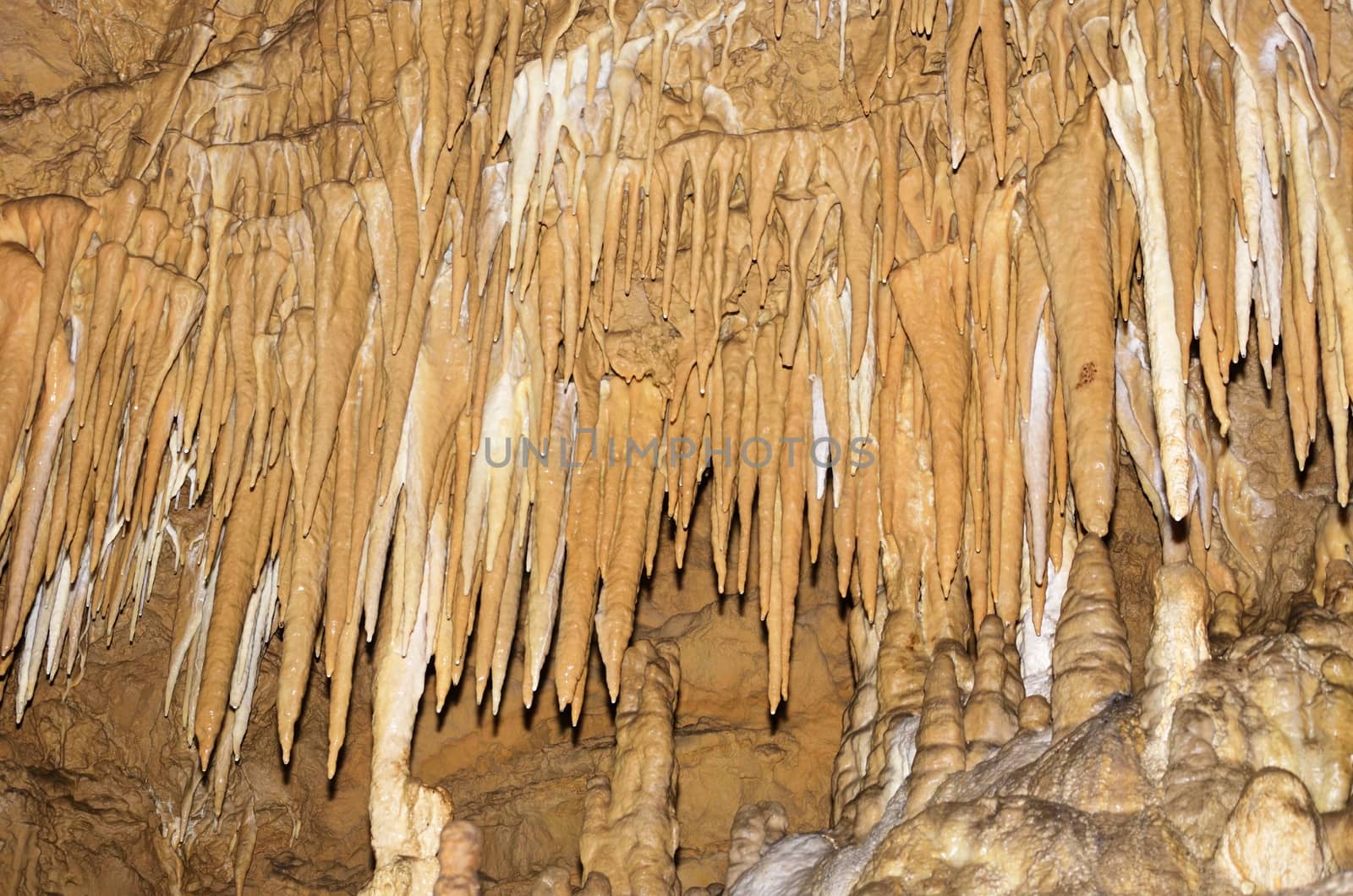 Stalactites in underground cave