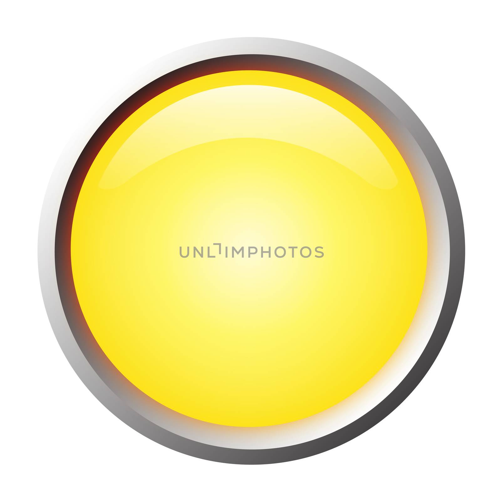 Yellow isolated vector, glossy web button. Beautiful internet button.Empty on white background.