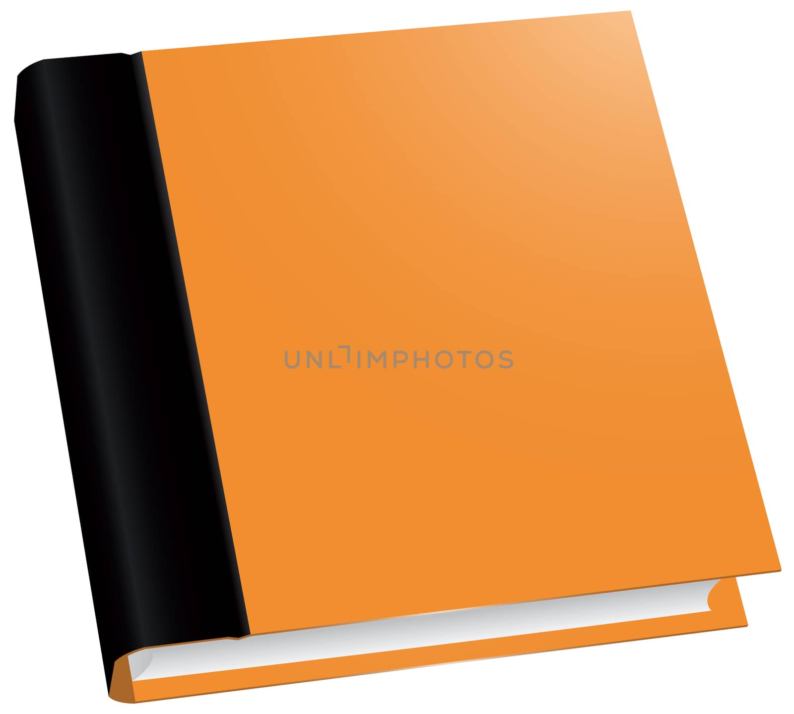 Illustration of classic orange book in front view isolated on white background.