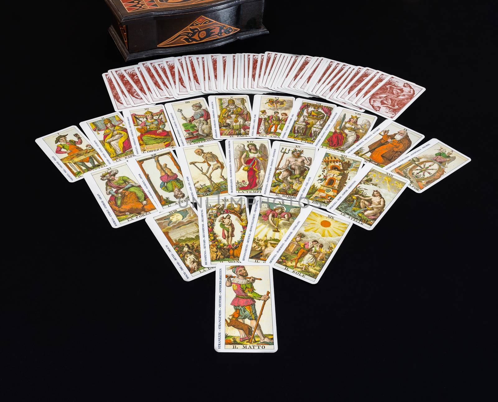 The game of tarot cards with all of its 22 major arcana
