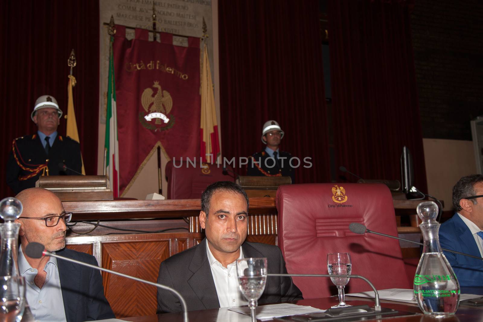 ITALY, Palermo: Doctors Without Borders cultural mediator Ahmad Al Rousan receives an honorary citizenship from Palermo Mayor Leoluca Orlando on September 16, 2015. 