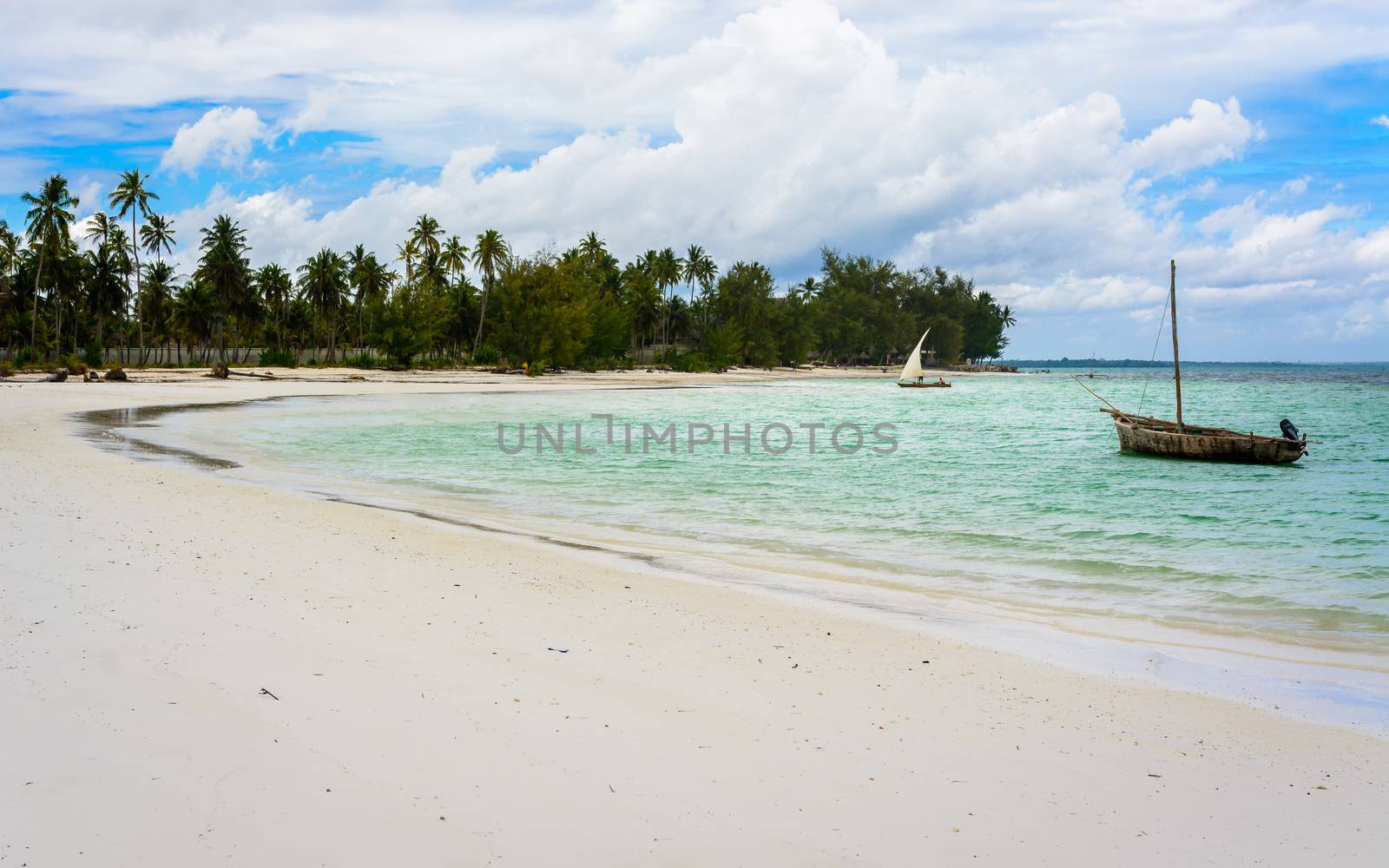 a nice view of fishermen boat in Zanzibar, Tanzania.