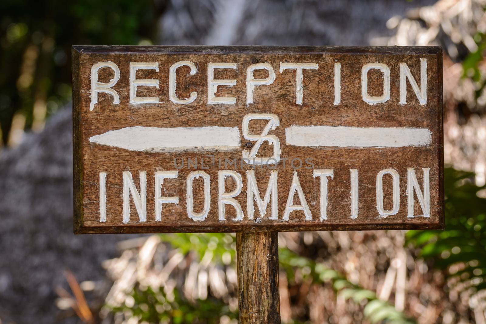 a reception and information sign in Zanzibar island.