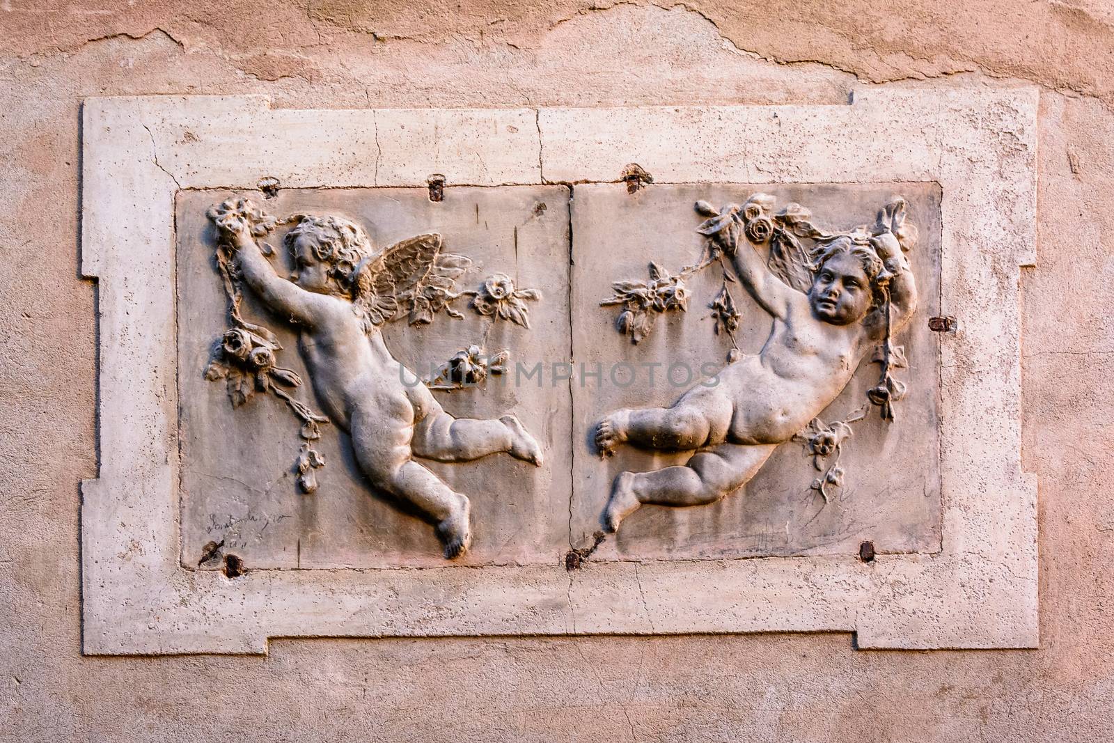 A nice view of Angels sign in San Giulio iskand,Orta lake,italy