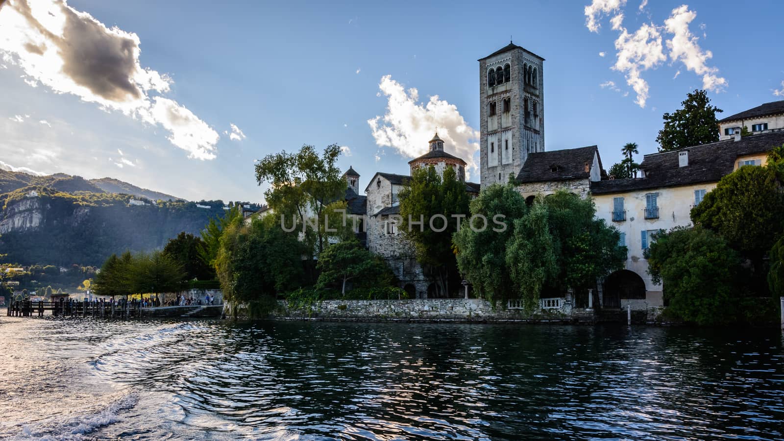 a nice view of Abbey San giulio Island,Orta lake,Italy