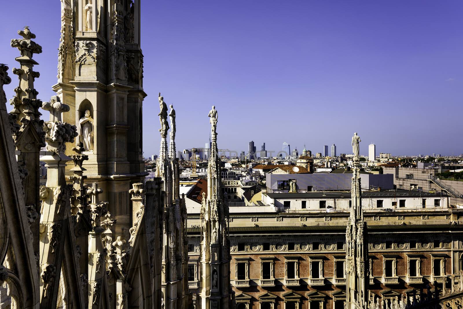 Milan, view on the skyline from the Duomo, Lombardia, Italy