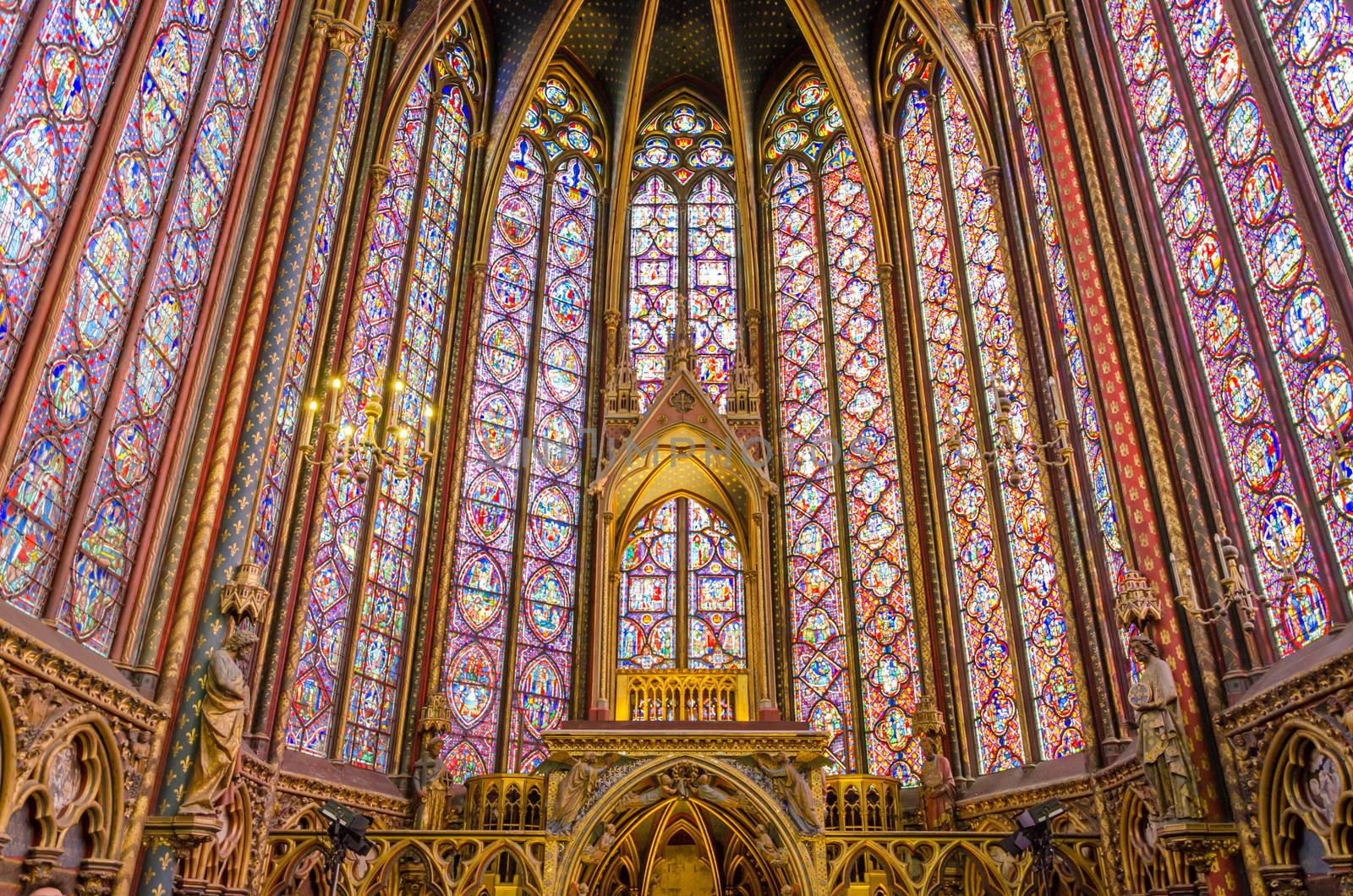 Artistic interior of the Sainte Chapelle in Paris by siraanamwong