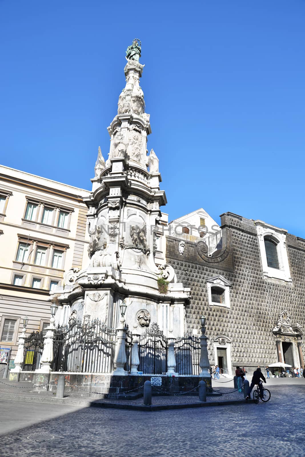 NAPLES - NOVEMBER 1: Piazza del Gesu and the facade of the main church on November 1, 2014 in Naples, Italy