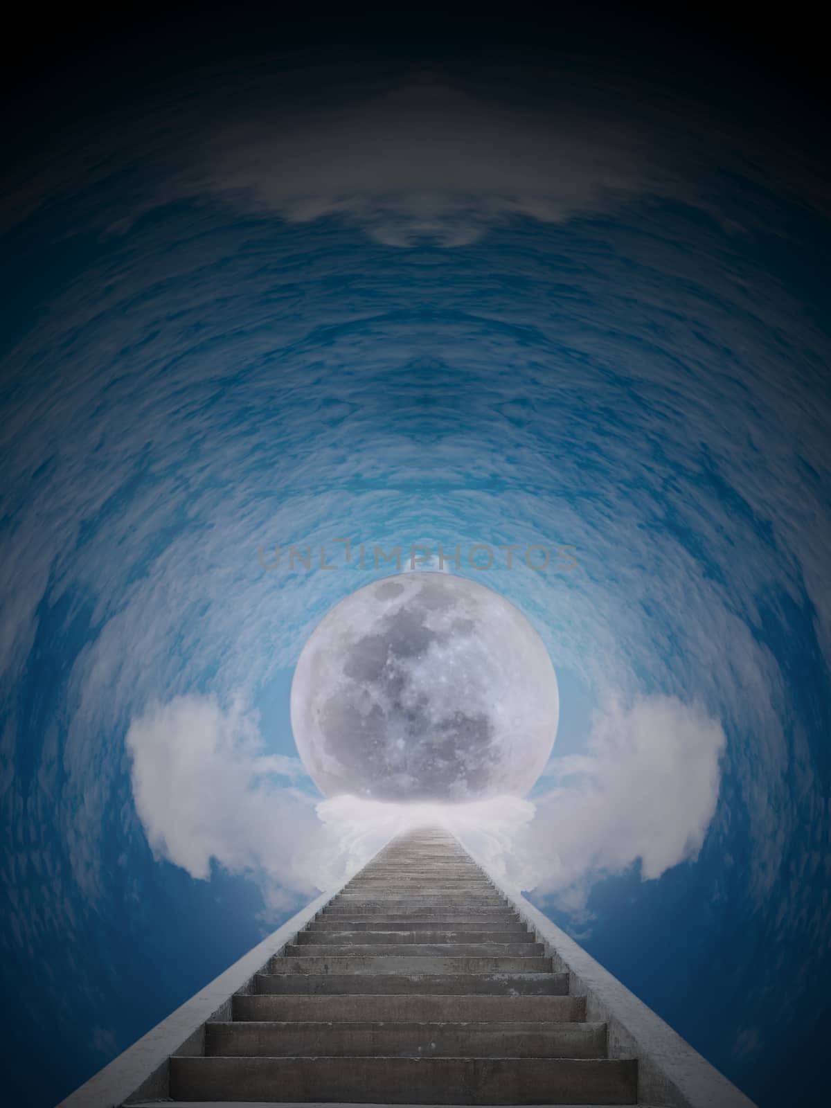 The shortcut to the moon with beautiful circle sky