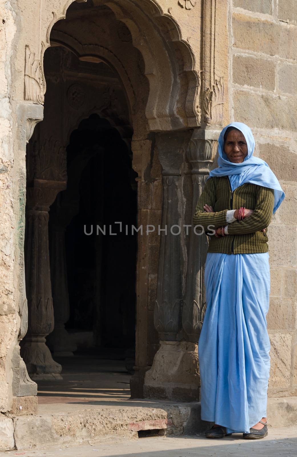 Jaipur, India - December 30, 2014: Unknown indian people live in Chand Baori Stepwell, Jaipur by siraanamwong