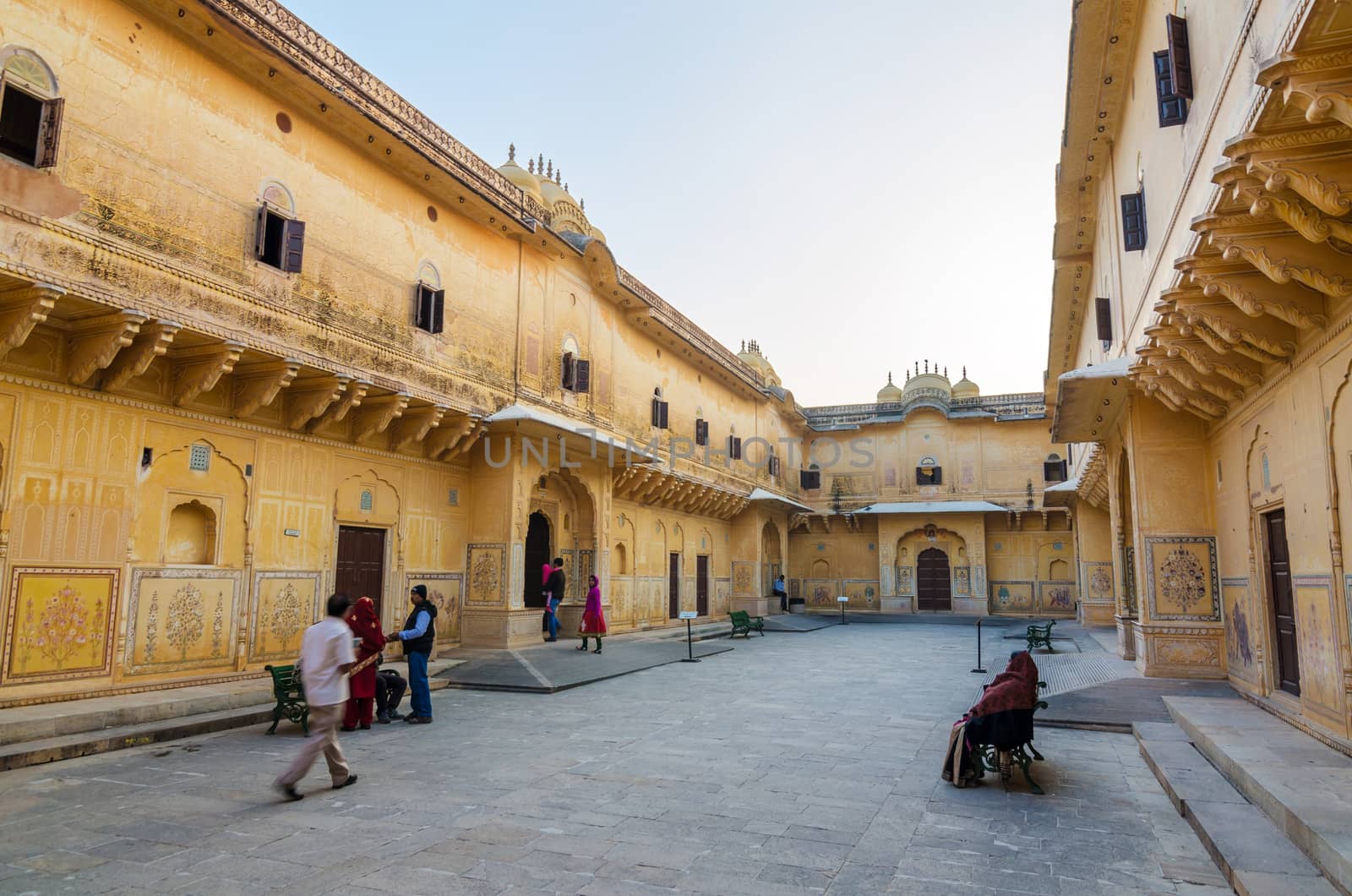 Jaipur, India - December 30, 2014: Tourist visit Traditional architecture, Nahargarh Fort in Jaipur, Rajasthan, India.  Nahargarh Fort Built mainly in 1734 by Maharaja Sawai Jai Singh II, the founder of Jaipur.