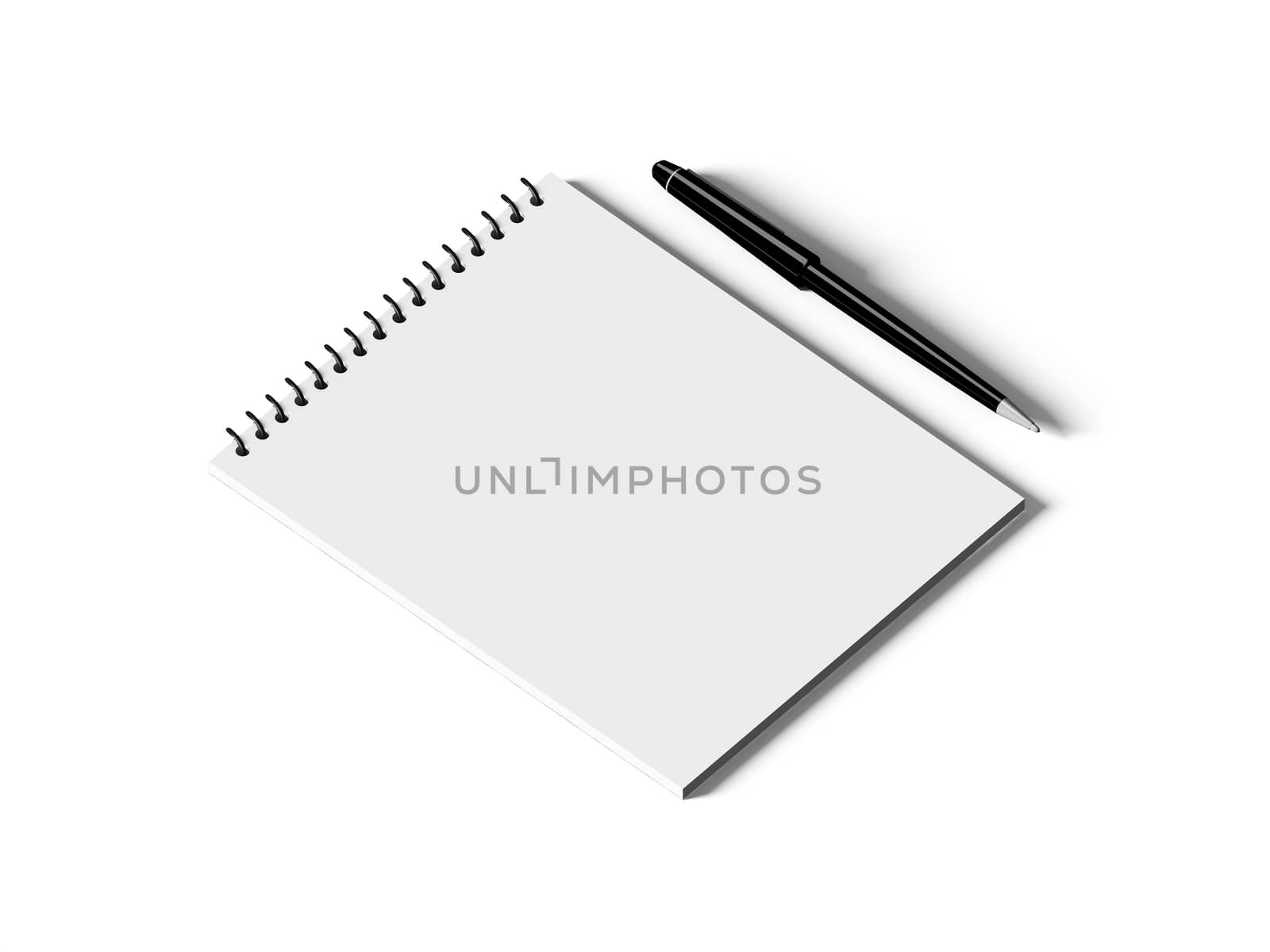 Blank note paper with pen. isolated on white, business object.