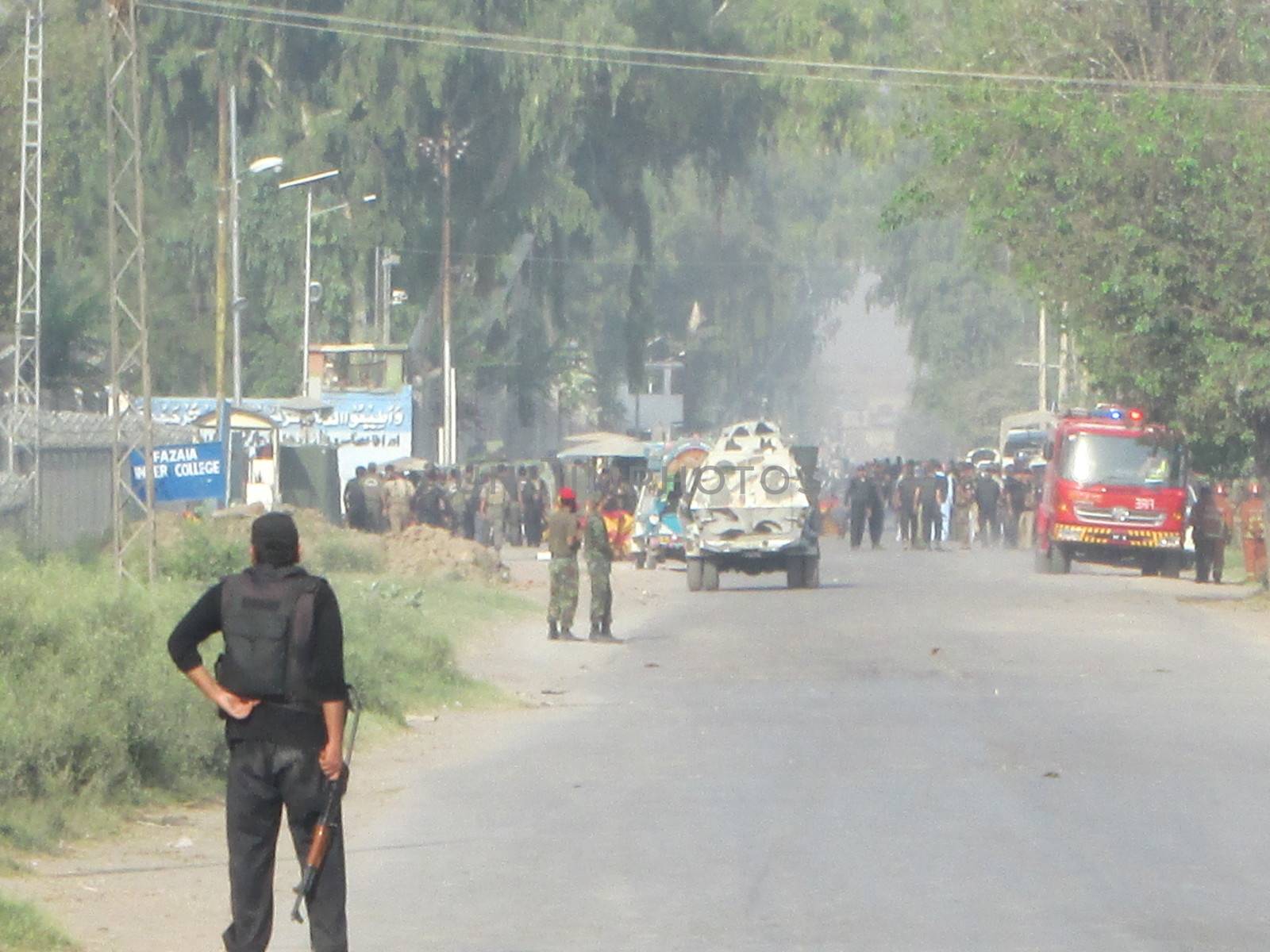 PAKISTAN, Peshawar: Armed militants attacked the Pakistan Air Force base at Badaber on September 18, 2015 leaving at least 17 dead. 	Many of those killed were security forces observing morning prayers in the air base's mosque. Local reports say all of the attackers, who were dressed in police uniforms, were killed by the rapid response team. The Pakistan Taliban claimed responsibility for the attack. 