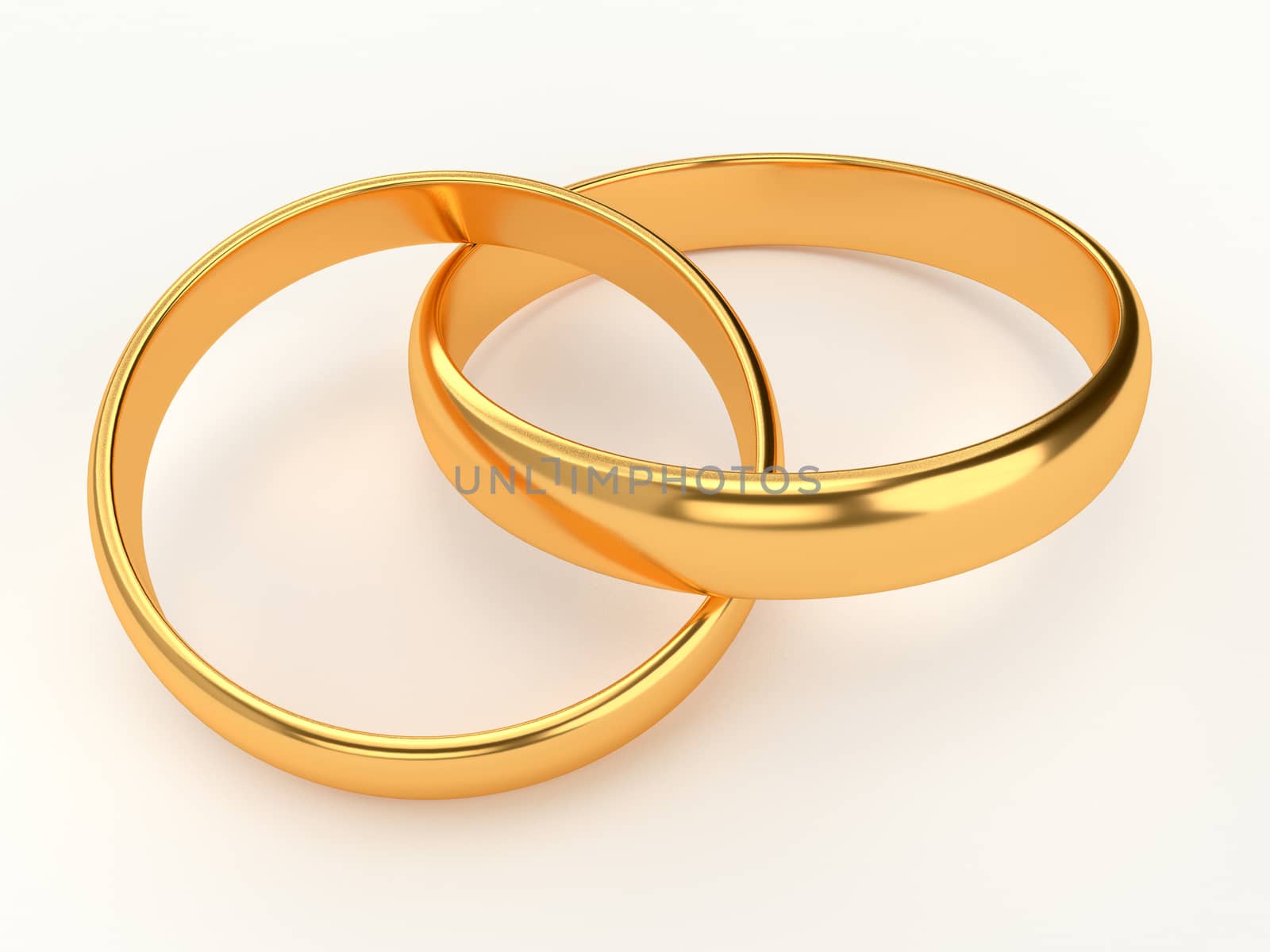 Illustration of two connected gold wedding rings