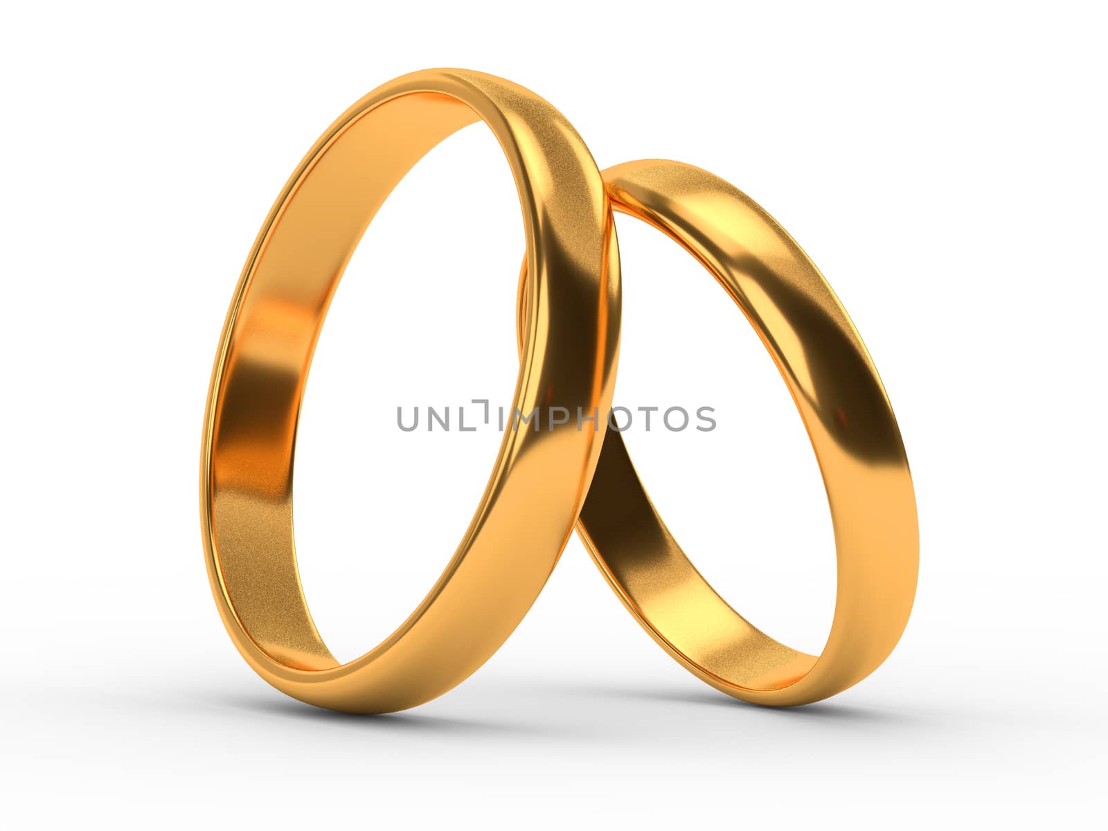 Illustration of two wedding gold rings lie on each other