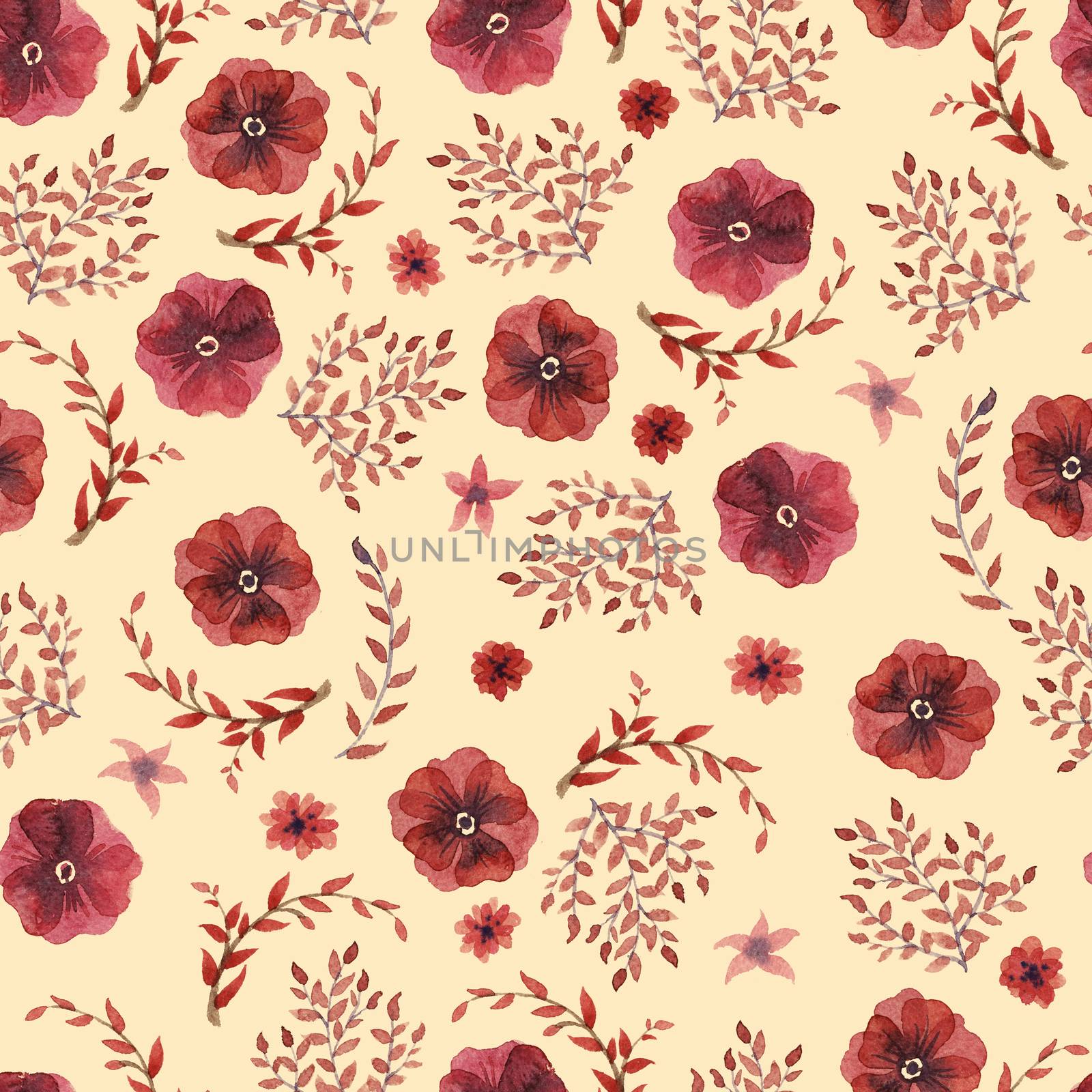 flowers watercolor of floral rose seamless pattern