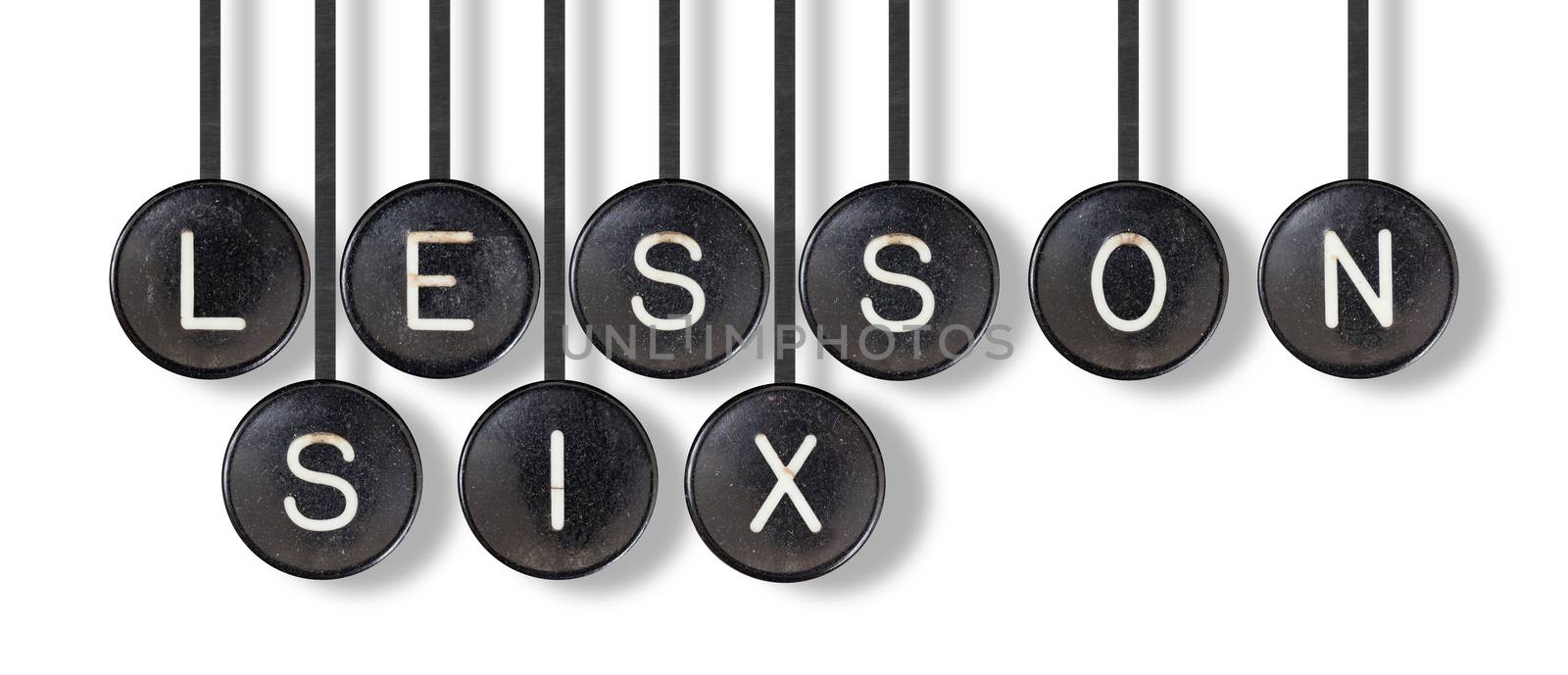 Typewriter buttons, isolated on white background - Lesson six