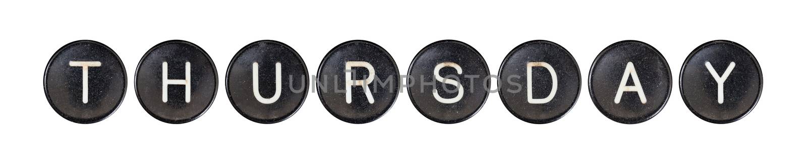 Typewriter buttons, isolated on white background - Thursday