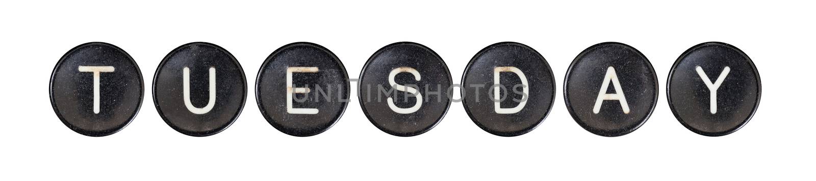 Typewriter buttons, isolated - Tuesday by michaklootwijk