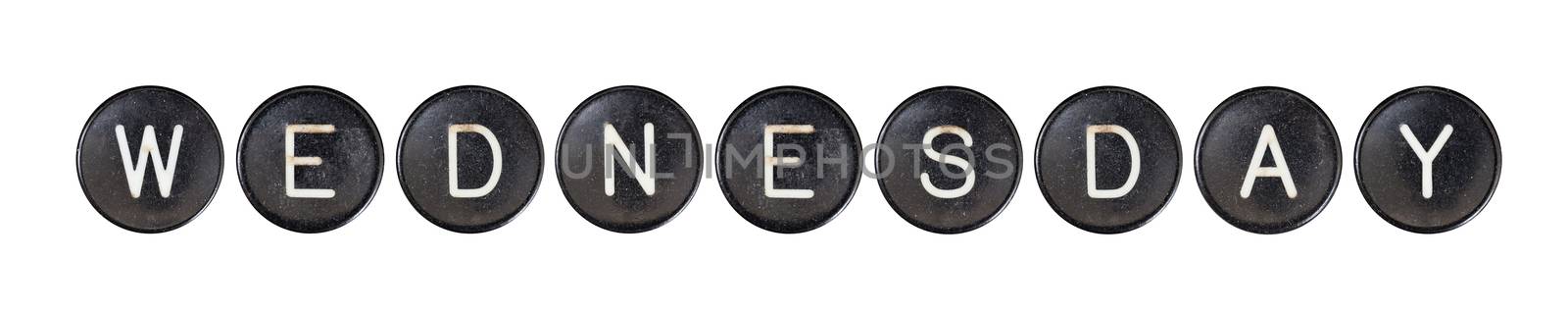 Typewriter buttons, isolated on white background - Wednesday