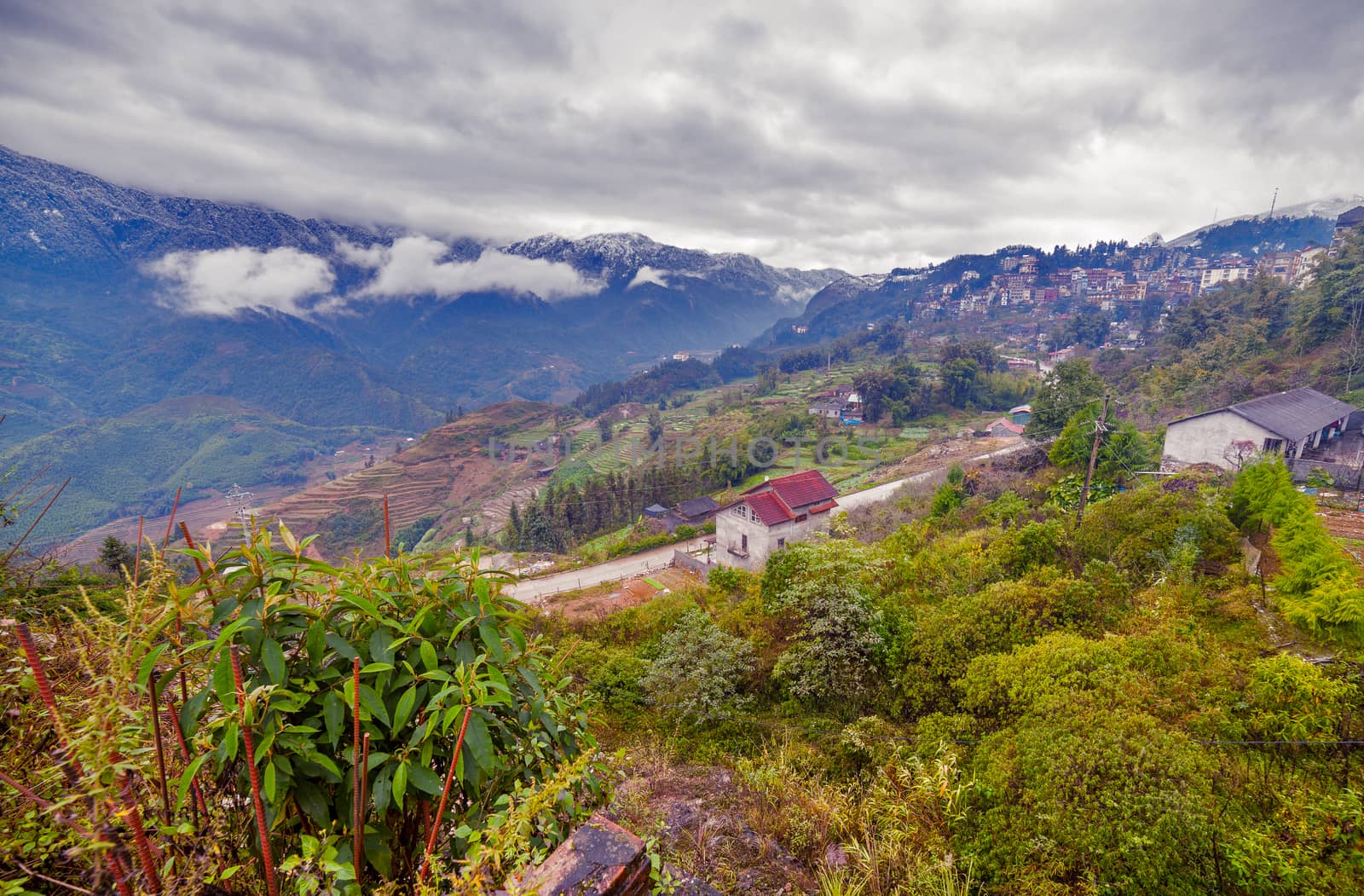 The  Rice field terraces. Sapa Vietnam. Cloudscape