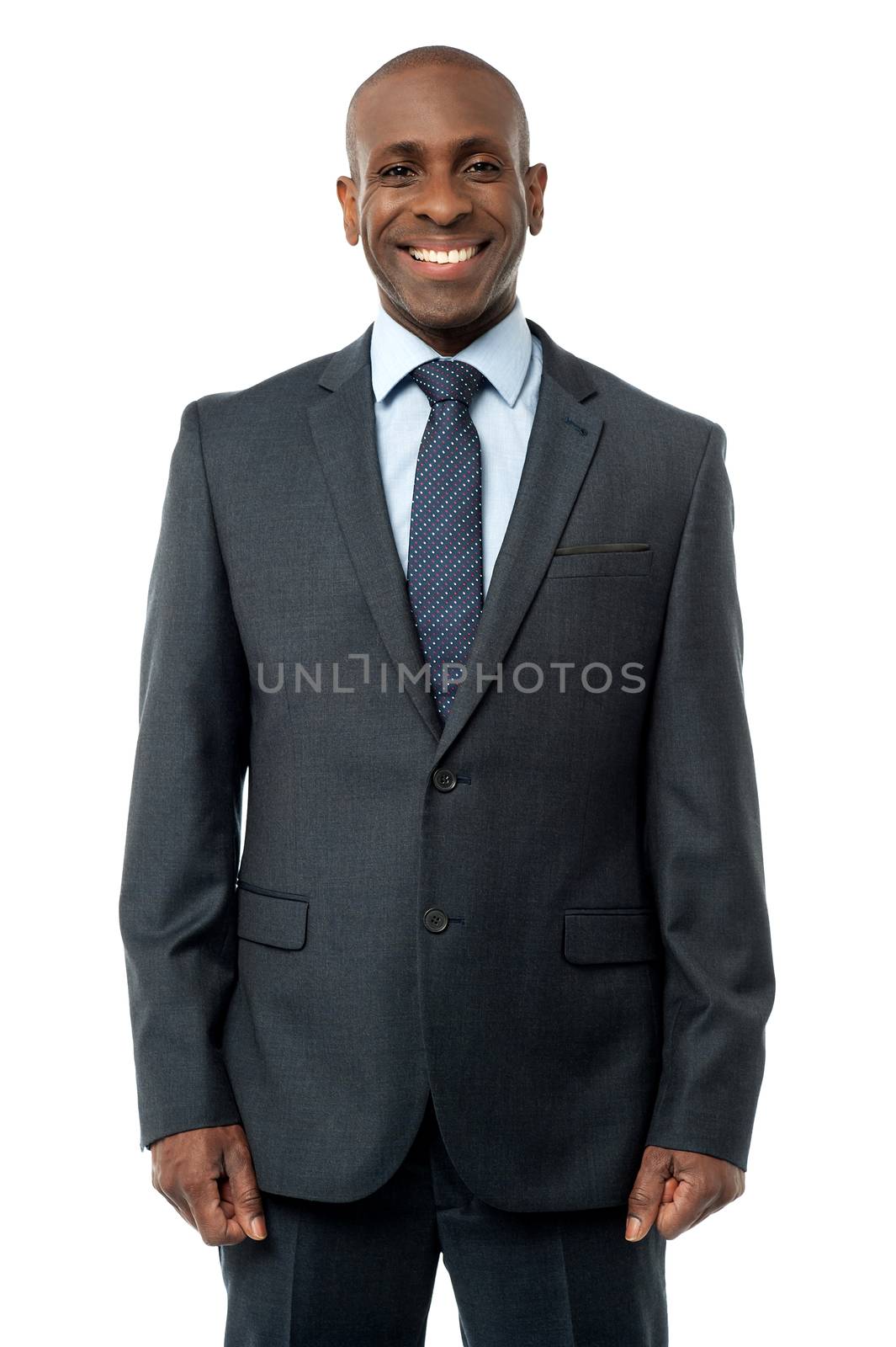 Smiling businessman over white