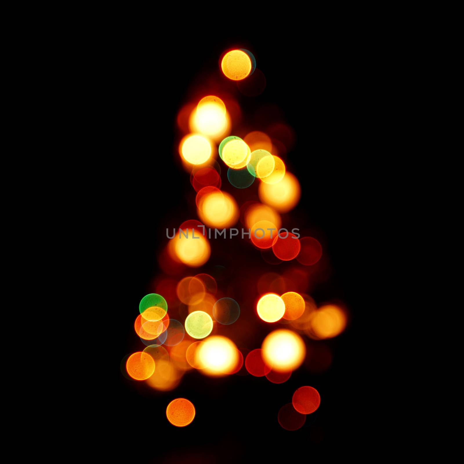 Bokeh silhouette of Christmas tree by Yellowj